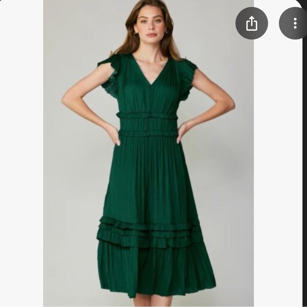 Anthropologie Current Air Forest Green SEREIA
PLEATED MIDI DRESS size XS
